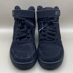 Nike Court Borough Mid 2 GS Triple Black Youth Boys Sneakers Size 6.5Y